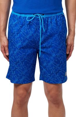 Psycho Bunny Chester Print Swim Trunks in Surf The Web