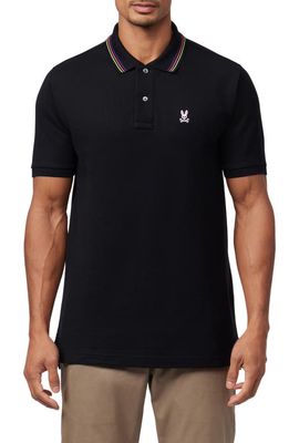 Psycho Bunny Colton Cotton Piqué Polo in Black