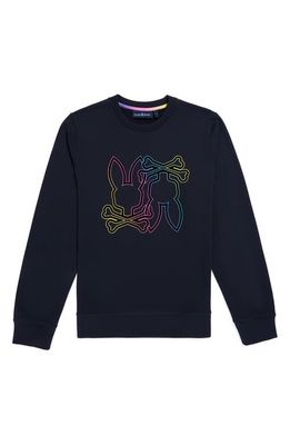 Psycho Bunny Colton Flocked Logo Sweatshirt in Navy