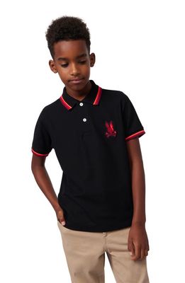 Psycho Bunny Kids' Apple Valley Tipped Piqué Polo in Black