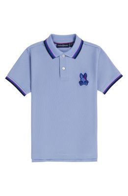 Psycho Bunny Kids' Apple Valley Tipped Piqué Polo in Purple Impression