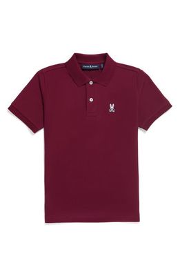 Psycho Bunny Kids' Classic Pima Cotton Piqué Polo in Crimson