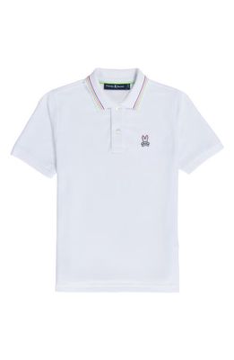 Psycho Bunny Kids' Colton Tipped Piqué Polo in White
