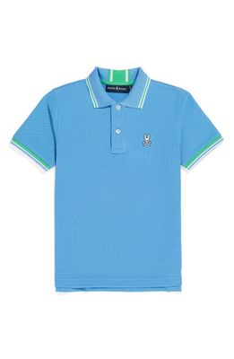 Psycho Bunny Kids' Greenville Tipped Piqué Polo in Cool Blue