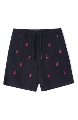 Psycho Bunny Kids' Guilford Embroidered Elastic Waist Chino Shorts in Navy