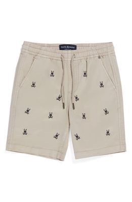 Psycho Bunny Kids' Isles Embroidered Drawstring Shorts in Sandstone