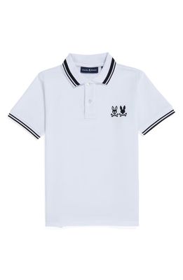 Psycho Bunny Kids' Kingwood Embroidered Piqué Polo in White
