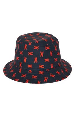 Psycho Bunny Kids' Logo Print Bucket Hat in Navy