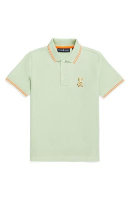 Psycho Bunny Kids' Tipped Piqué Polo in Patina Green