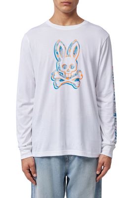 Psycho Bunny Meyer Tie Dye Bunny Long Sleeve Cotton Graphic Tee in White