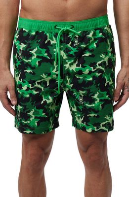 Psycho Bunny Rye Print Swim Trunks in Black