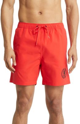 Psycho Bunny Santa Fe Hydrochromic Swim Trunks in Chili Red