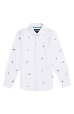 Psycho Bunny Seneca Knit Button-Down Shirt in White