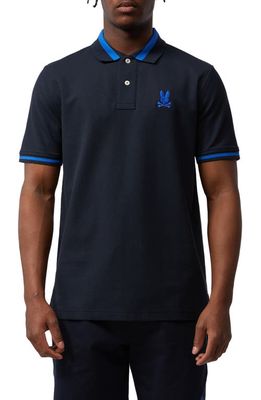 Psycho Bunny Shaw Tipped Piqué Polo in Navy