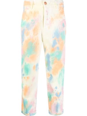 PT TORINO abstract-print pressed-crease cropped trousers - Neutrals