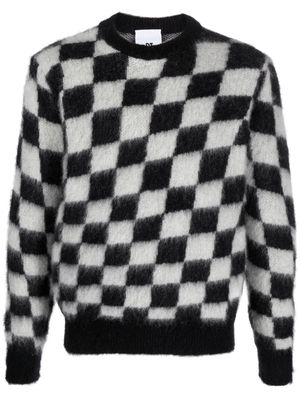 PT Torino checkerboard mohair-blend jumper - Black