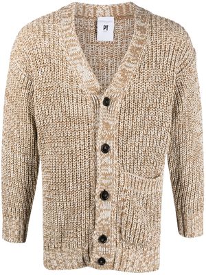 PT Torino chunky-knit cotton cardigan - Neutrals