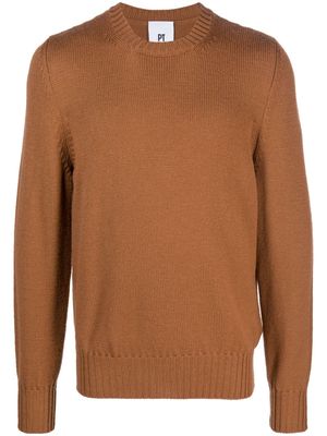 PT Torino crew-neck virgin wool jumper - Brown