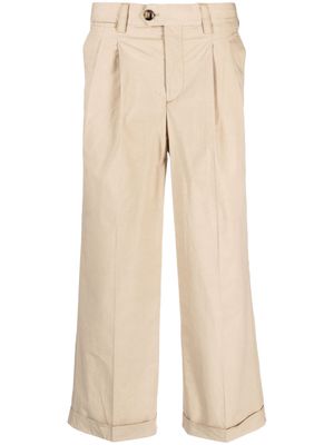 PT Torino cropped cotton-stretch trousers - Neutrals