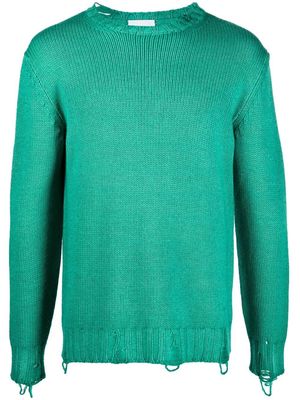 PT TORINO distressed virgin wool jumper - Green