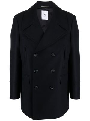 PT Torino double-breasted wool-blend coat - Blue