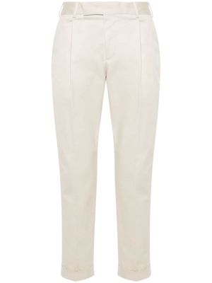 PT Torino feather-detail twill trousers - Neutrals