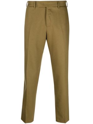PT Torino feather-detailing virgin wool-blend tapered trousers - Green