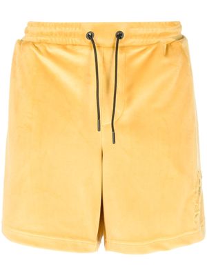 PT Torino logo-embroidered velvet-effect shorts - Yellow