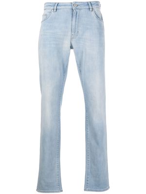 PT Torino logo-patch stonewashed tapered jeans - Blue