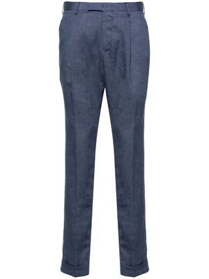 PT Torino Master linen tailored trousers - Blue