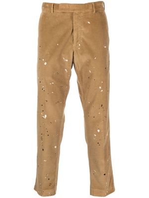 PT TORINO paint-splatter corduroy trousers - Brown