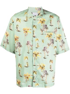 PT TORINO palm tree-print cotton shirt - Green