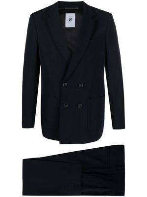 PT Torino peak-lapels virgin wool double-breasted suit - Blue