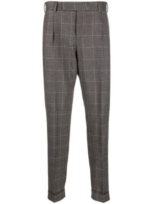 PT Torino plaid-check tapered wool trousers - Brown
