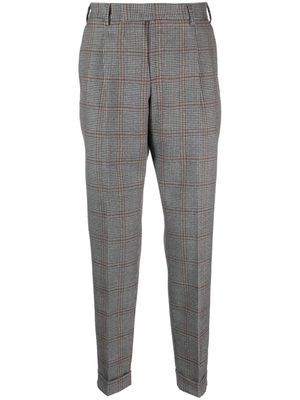 PT Torino plaid virgin wool tapered trousers - Brown