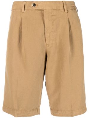 PT Torino pleat-detail lyocell blend shorts - Brown