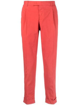 PT Torino pleated-edge stretch-cotton trousers - Red