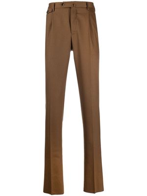 PT TORINO pleated stretch-flannel trousers - Brown