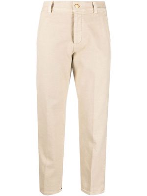 PT TORINO pressed-crease four-pocket cropped trousers - Neutrals