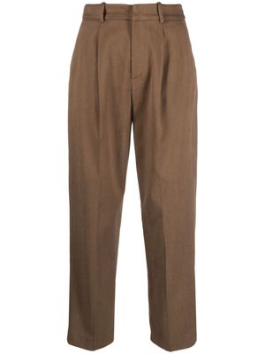 PT Torino pressed-crease lyocell blend cropped trousers - Brown