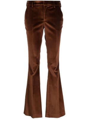 PT Torino pressed-crease velvet flared trousers - Brown