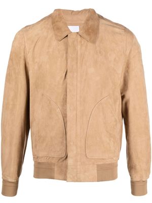 PT TORINO rib-trimmed suede jacket - Brown
