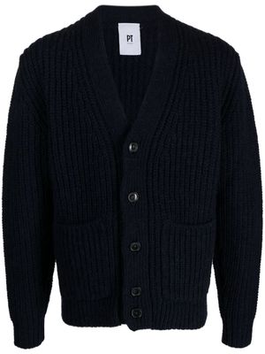PT Torino ribbed-knit wool-blend cardigan - Blue
