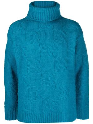 PT Torino roll-neck cable-knit jumper - Blue