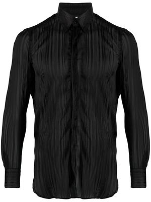 PT Torino semi-sheer striped lurex shirt - Black
