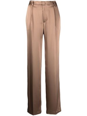 PT Torino straight-leg satin-finish trousers - Brown