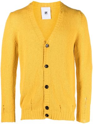 PT Torino V-neck knitted cardigan - Yellow