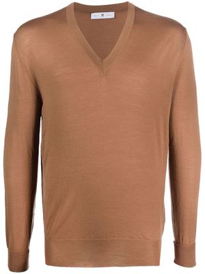 PT Torino V-neck knitted jumper - Brown