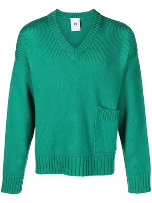 PT Torino V-neck knitted jumper - Green