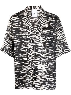 PT Torino zebra-print bowling shirt - Black